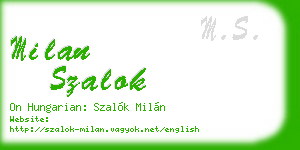 milan szalok business card
